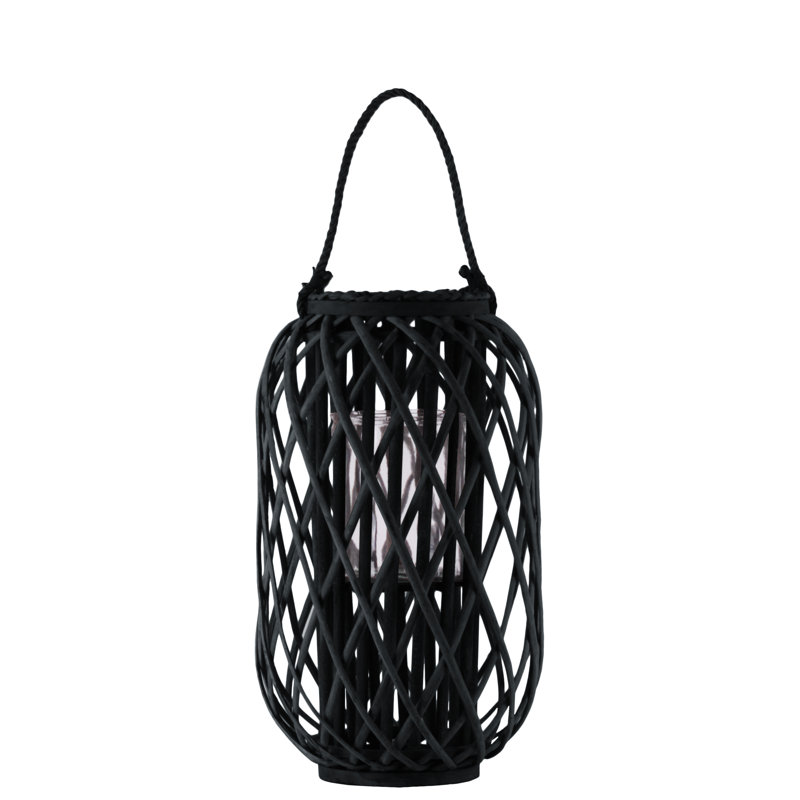Solid Wood Floor Lantern, Black, 19.5" H x 10.75" W x 10.75" W