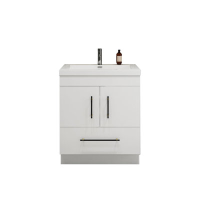 Carliss 30 " W Freestanding Standard Free Standing Single Double Single Vanity Bathroom Vanity With Acrylic Top