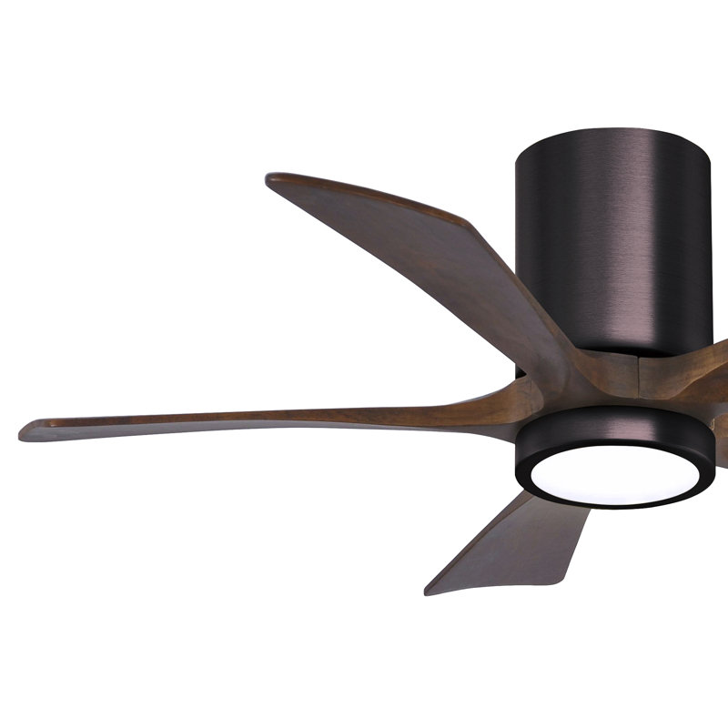Irene Flushmount Light Kit 5 Blade LED Ceiling Fan, Brushed Bronze, Walnut Tone, 42"