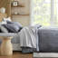 Literie à rayures entièrement tissées de 7 pièces, avec teinte grise, microfibre ultra-lisse et séchage rapide pour les petits espaces, les couleurs, les appartements en microfibre