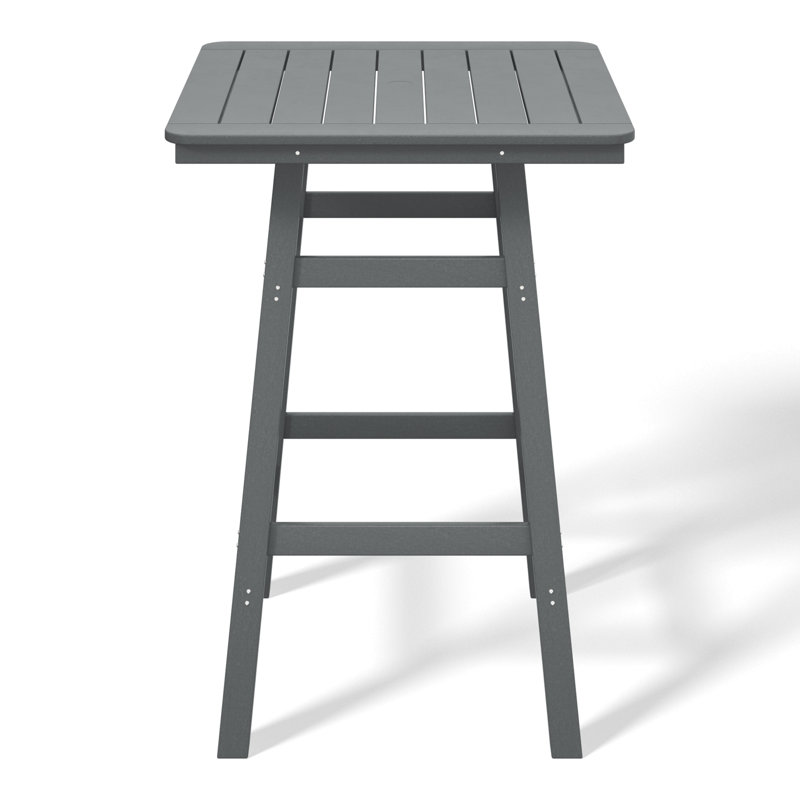 Laguna Square Outdoor Bar Table With Umbrella Hole , 30.7'' in. W 30.7'' in. D, Gray