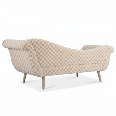 Méridienne Mid-Century avec large assise rembourrée et pieds en bois massif