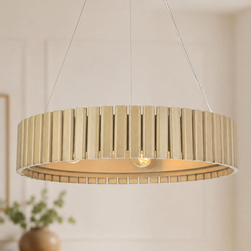 Luminaire suspendu 24 po / 31 po à lumières cylindriques en imitation grain de bois, 24"