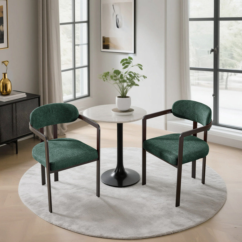 Ensemble de 2 chaises de salle à manger de style Mid-Century moderne avec pieds en métal noir, Noir