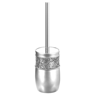 14" Brushed Nickel Toilet Brush and Holder