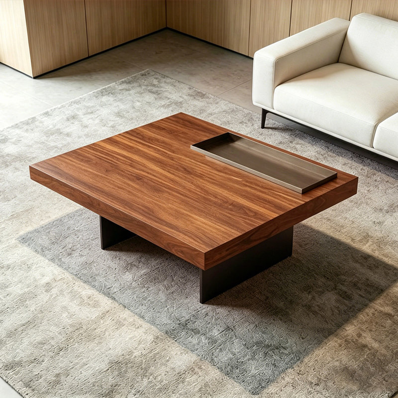 Table basse carrée en bois manufacturé brun
