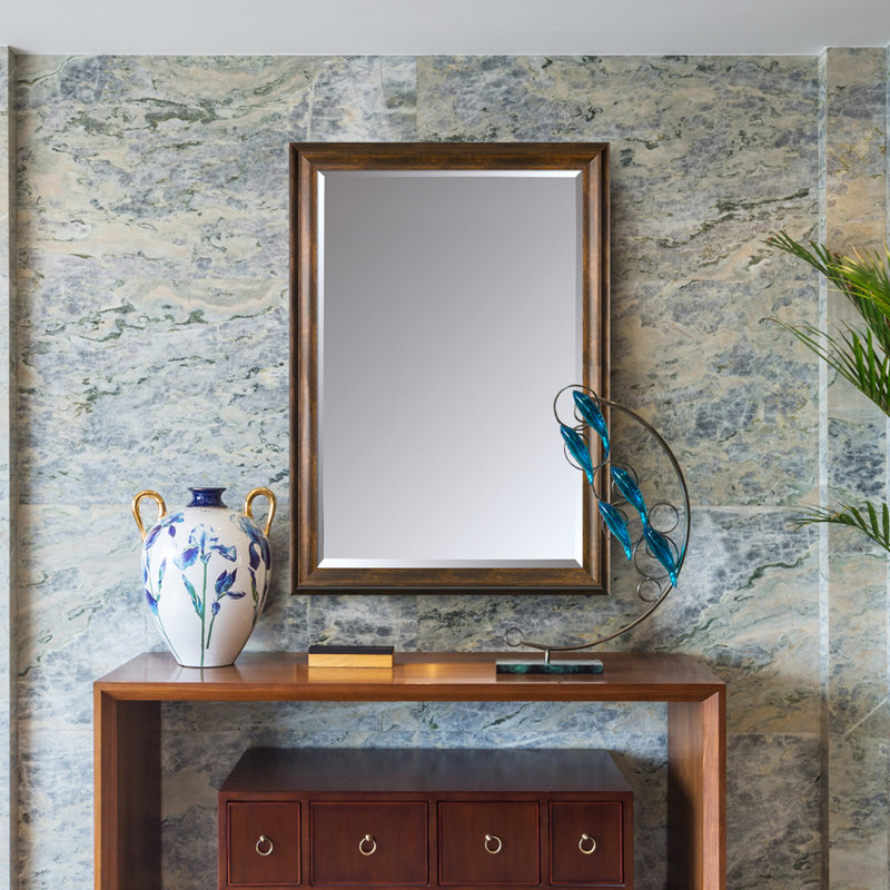 Miroir biseauté moderne et contemporain Snio, 29 po x 37 po, Brun