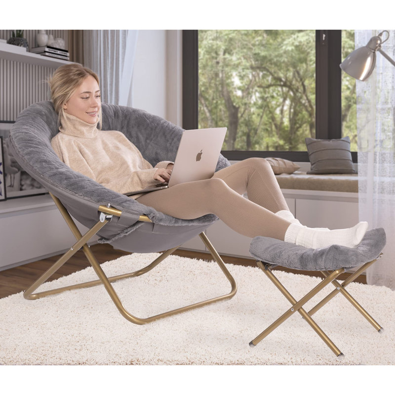 Fauteuil à soucoupe avec repose-pieds, Gris