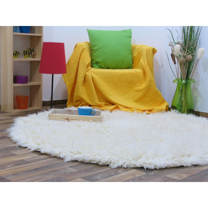 Original Greek flokati Rug Sonia made of wool 2000 g/m², Round 110cm