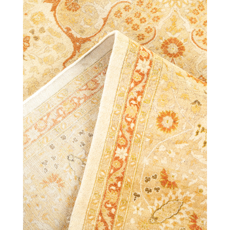 Ivory Hand-Knotted Wool Rectangular Area Rug 8'2" x 10'4"