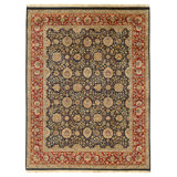 Hand Knotted Wool Area Rug in Black And Red