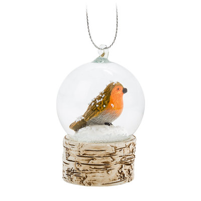 Ornement boule de neige petit oiseau