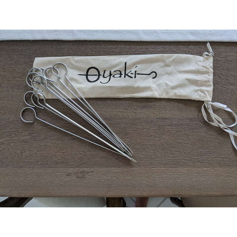 8" Stainless Steel BBQ Skewers with Hook Handle, Set of 8