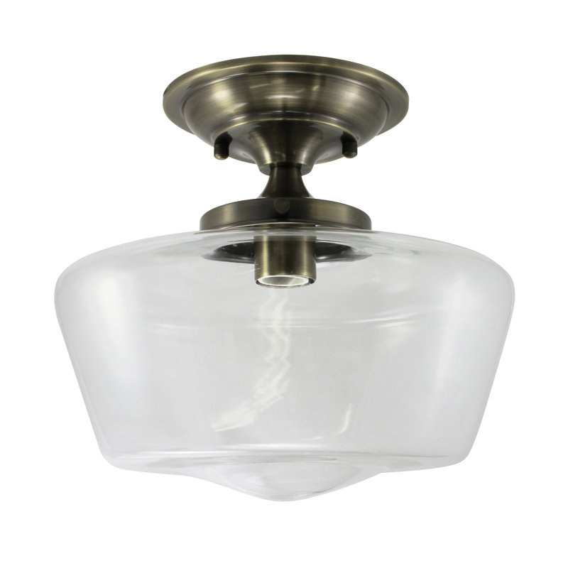 Plafonnier semi-encastré 1 lumière 12 po Ricarda, Clear Glass, Bleu naval