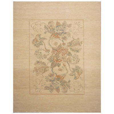 One-of-a-Kind Rectangle 7'10" X 10' Wool Area Rug in Ivory/Rust/Blue