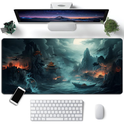 Tapis de souris Dark Canyon, 40 x 80 cm, grand tapis de souris de jeu, base en caoutchouc antidérapante et imperméable avec bords cousus, idéal pour le jeu, le bureau et la maison.