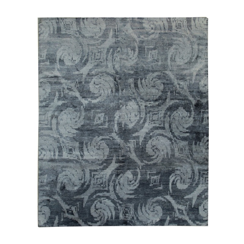 & Bamboo Silk Gray Hand Knotted Area Rug