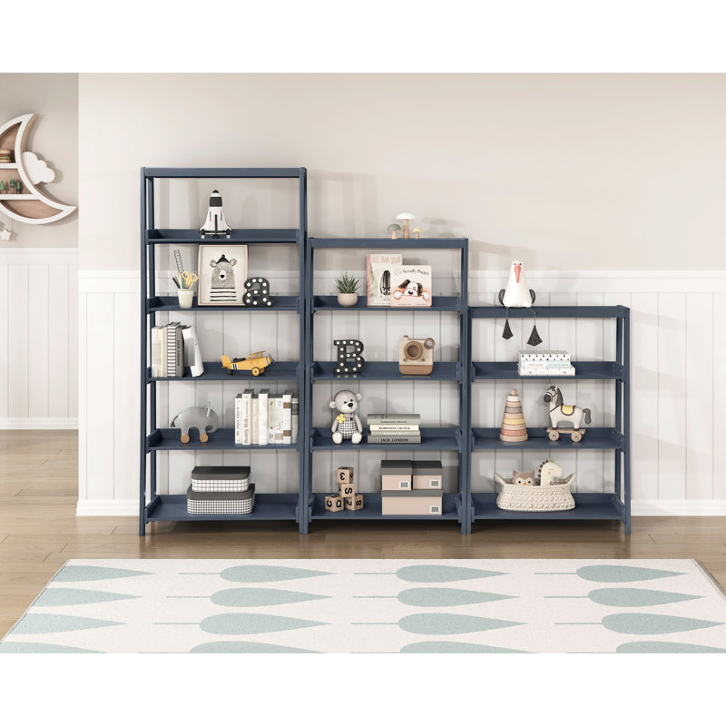 Bibliothèque à 4 étagères grise contemporaine pour chambre à coucher et présentation de rangement