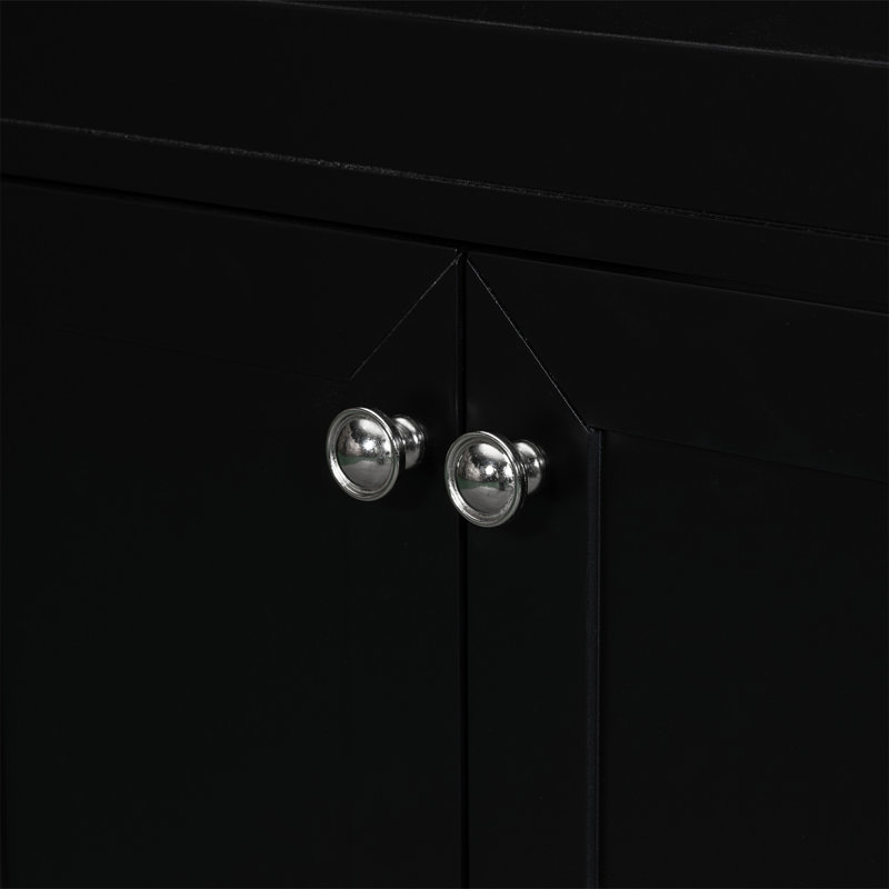 36" Bathroom Vanity With Sink Combobathroom Cabinet With Drawers, Solid Frame And MDF Board, Silver, Black