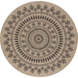 Argenis RoundBoho Jute-Look Beige Black Area Rug