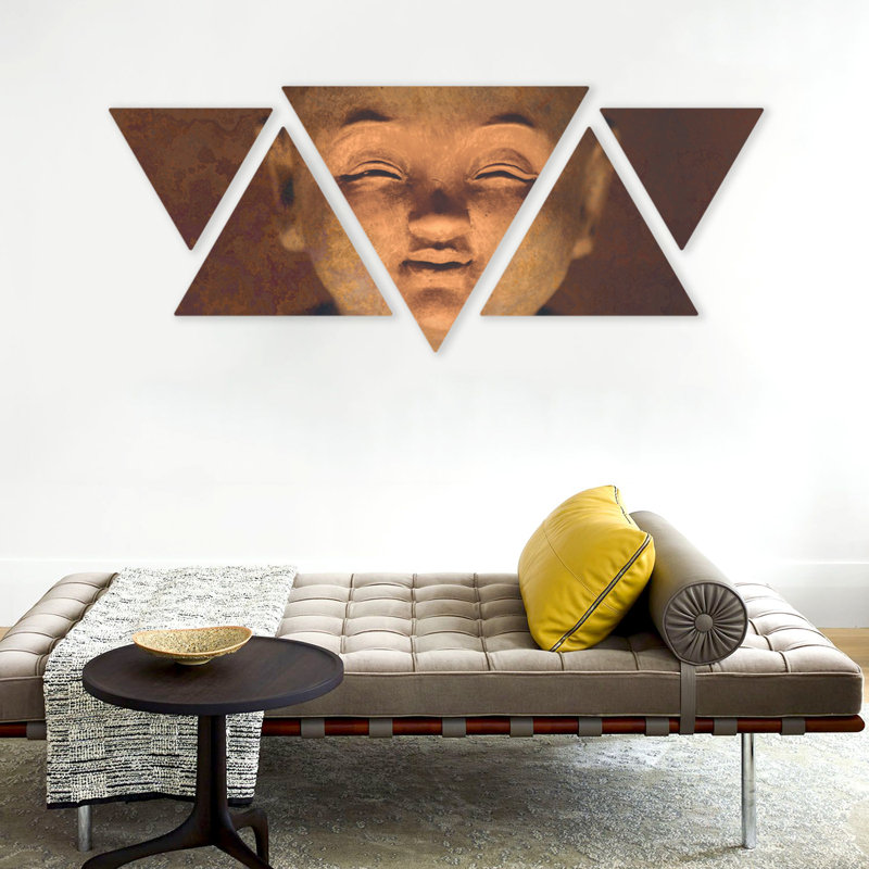 Latitude Vive - 5 Multi Pannello Triangolare - Buddhismo - Legno MDF - 180X70