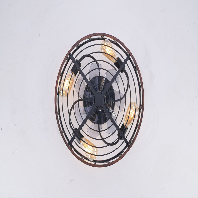 Ventilateur de plafond en cage de 20 pouces avec lumières et télécommande, moteur réversible, télécommande à courant continu, ventilateur de plafond à 6 vitesses, lampe de ventilateur de minuterie - ampoules non incluses