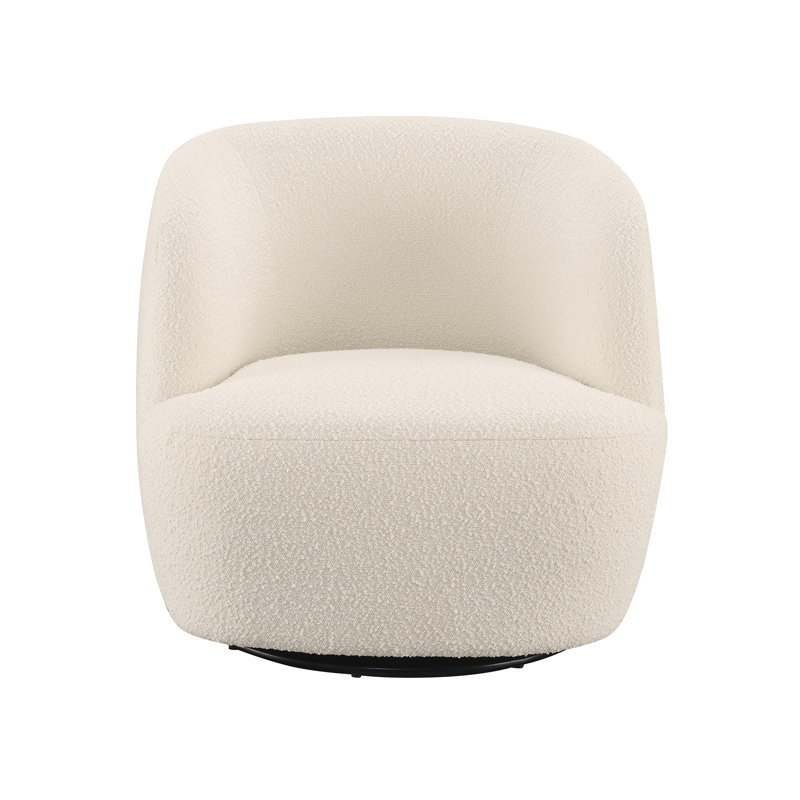 Fauteuil pivotant Claire Boucle, Polyester ivoire
