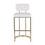 Tabouret de bar à hauteur fixe en métal doré et similicuir blanc - ensemble de 2