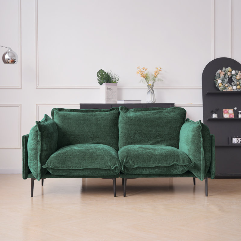 Traci Upholstered 74.8'' Wide Velvet Modular Sofa,2-piece, Green