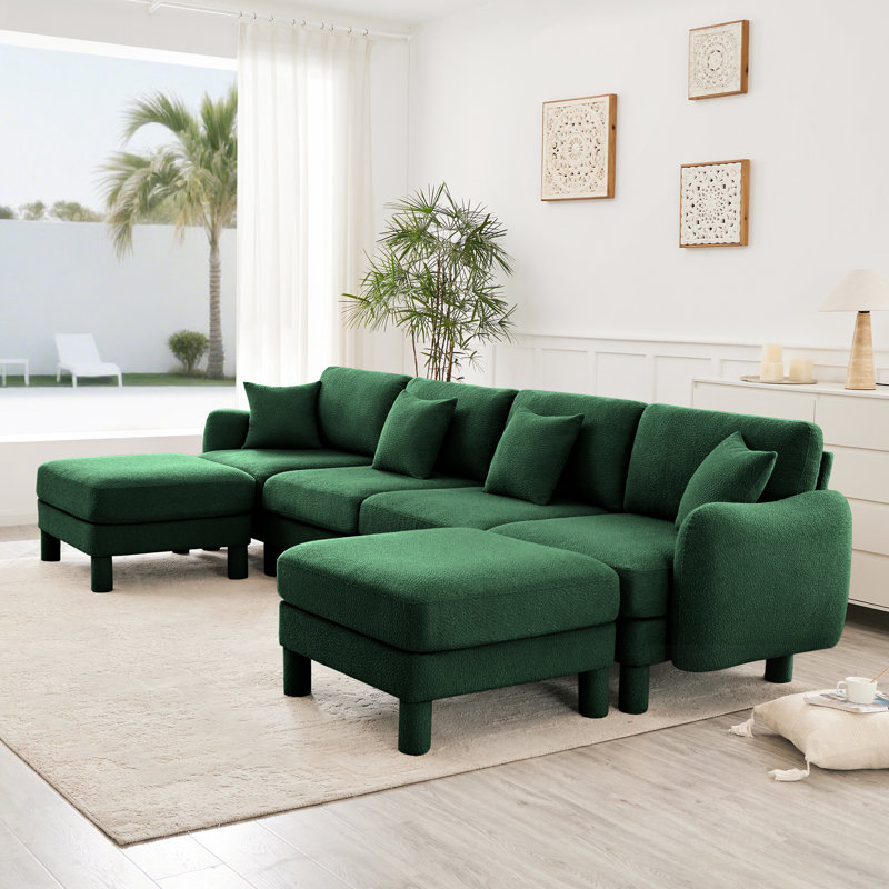 Canapé modulaire en U à 4 places avec accoudoirs en forme de coquillage Boucle, 35" H x 141" W x 67.3" D, 4