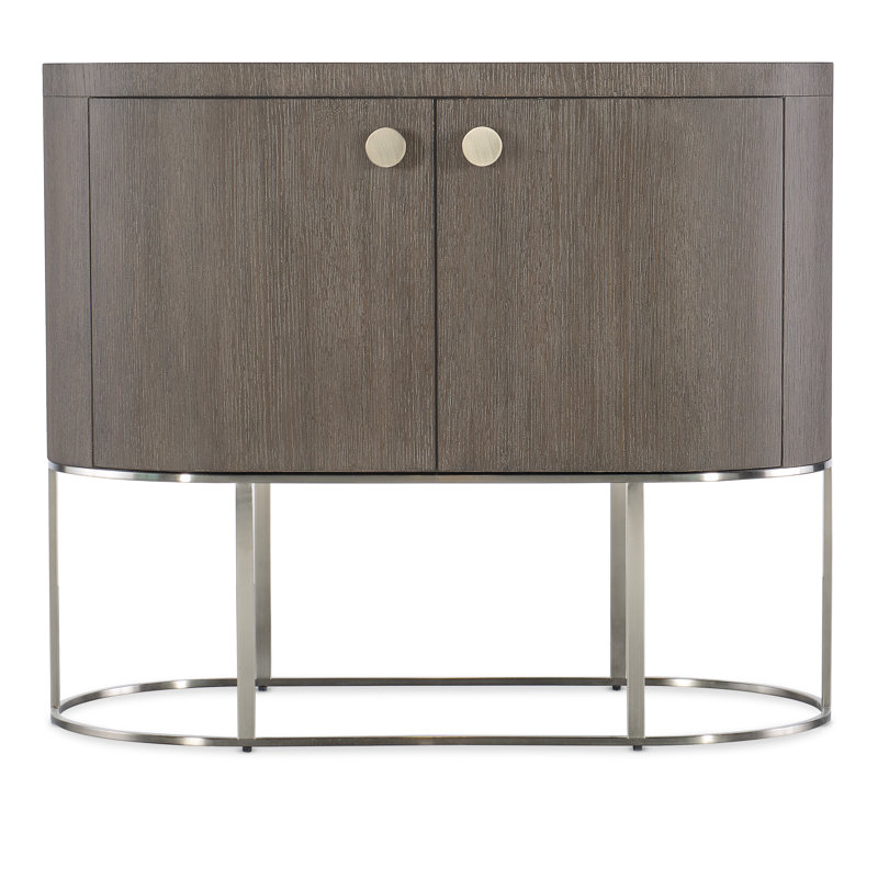 Modern Mink Brown Oval Nightstand with Metal Base