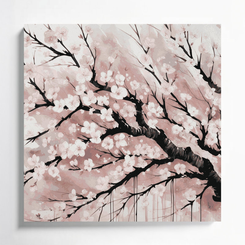 Art mural sur toile Botanical Cherry Tree Branches, H 12 po x l 12 po