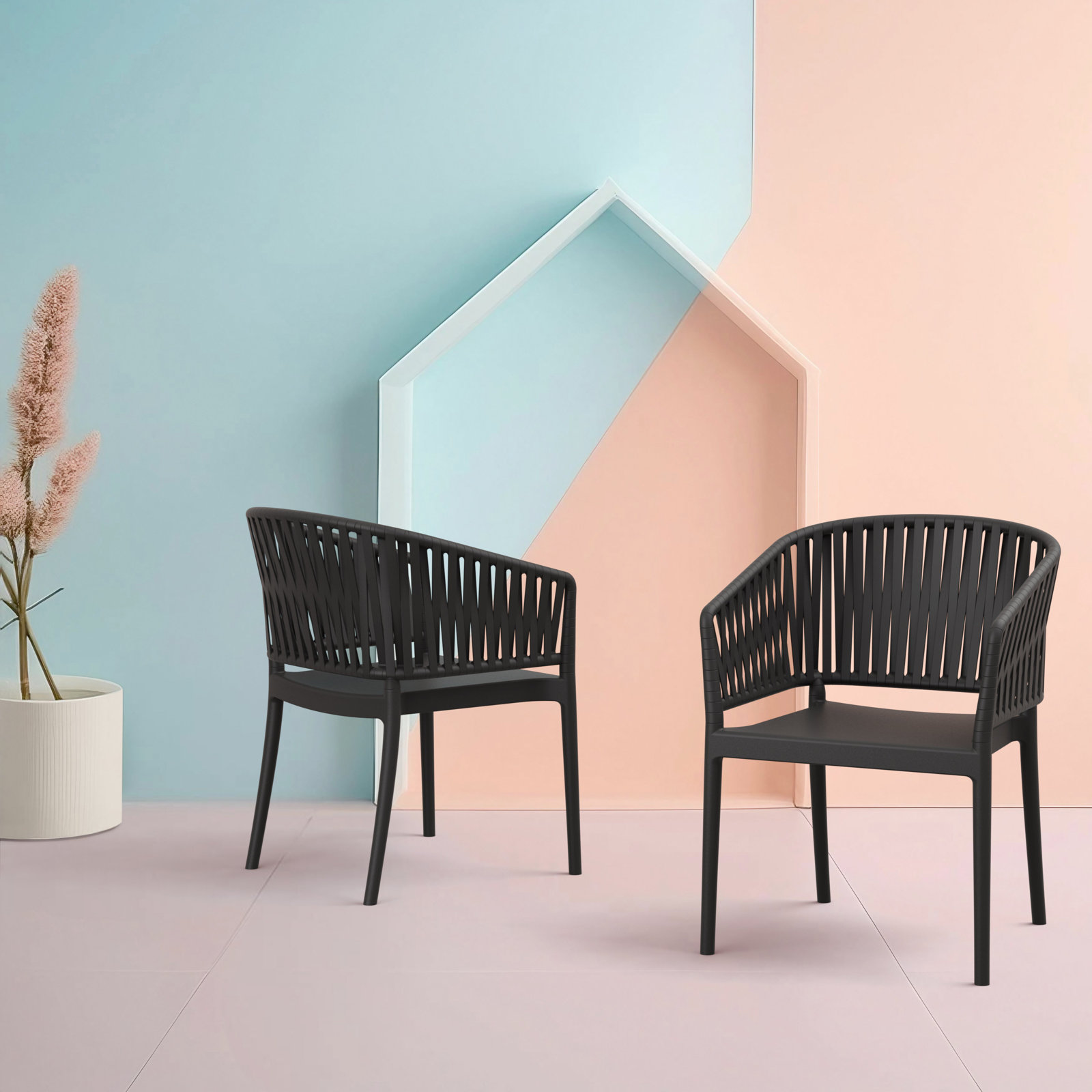 Newport Outdoor Stacking Dining Armchair, Black
