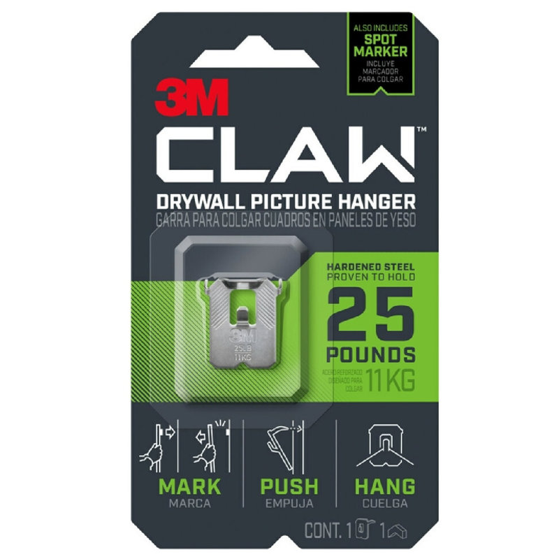 3M CLAW 25 lb Hardened Steel Drywall Picture Hanger with Spot Marker