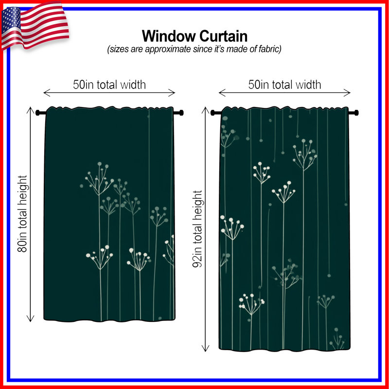 Rideaux, voilages et voilages à motif floral Wildflowers - 1 panneau, 50" x 80" - 1 Panel, Transparent