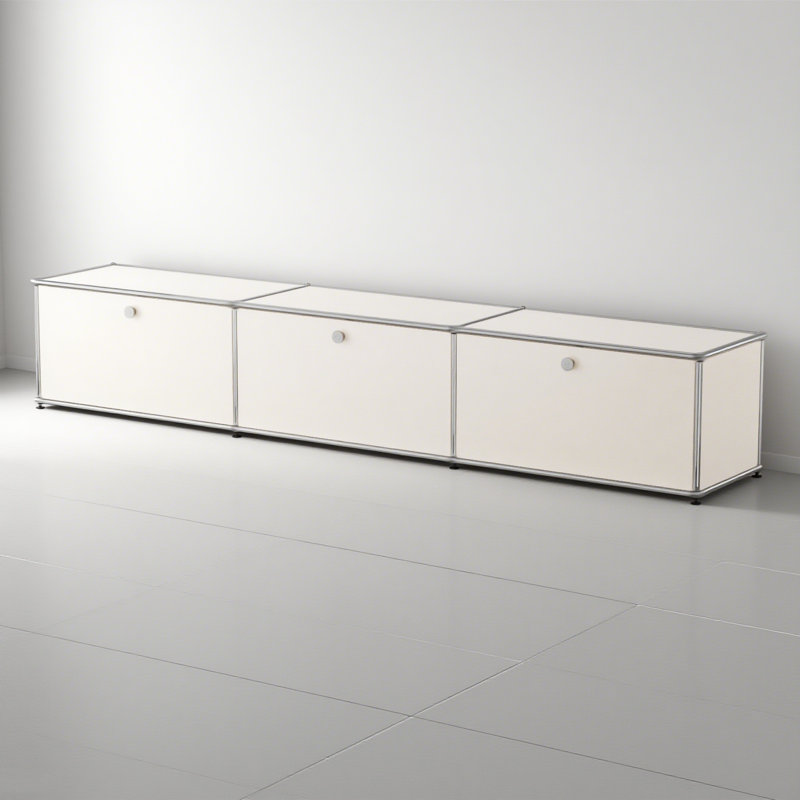 Modular Metal Office Storage Cabinet With Adjustable Shelves, White