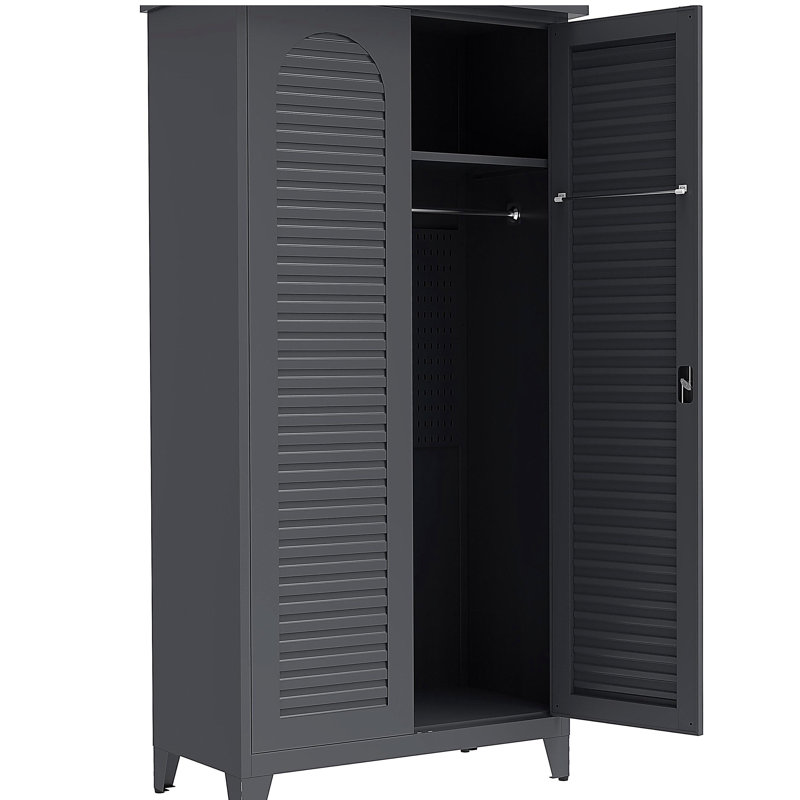 Armoire de rangement en métal de 73 po de hauteur, avec amplement d'espace de rangement pour le garage, l'entrepôt, le jardin, le bureau, le salon, la salle de bain et la buanderie (ardoise)