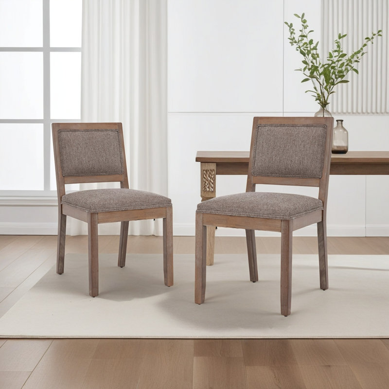 Linen Upholstered Side Chair, Brun