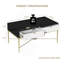 Table basse moderne en noir et blanc avec 2 tiroirs, table de rangement de salon