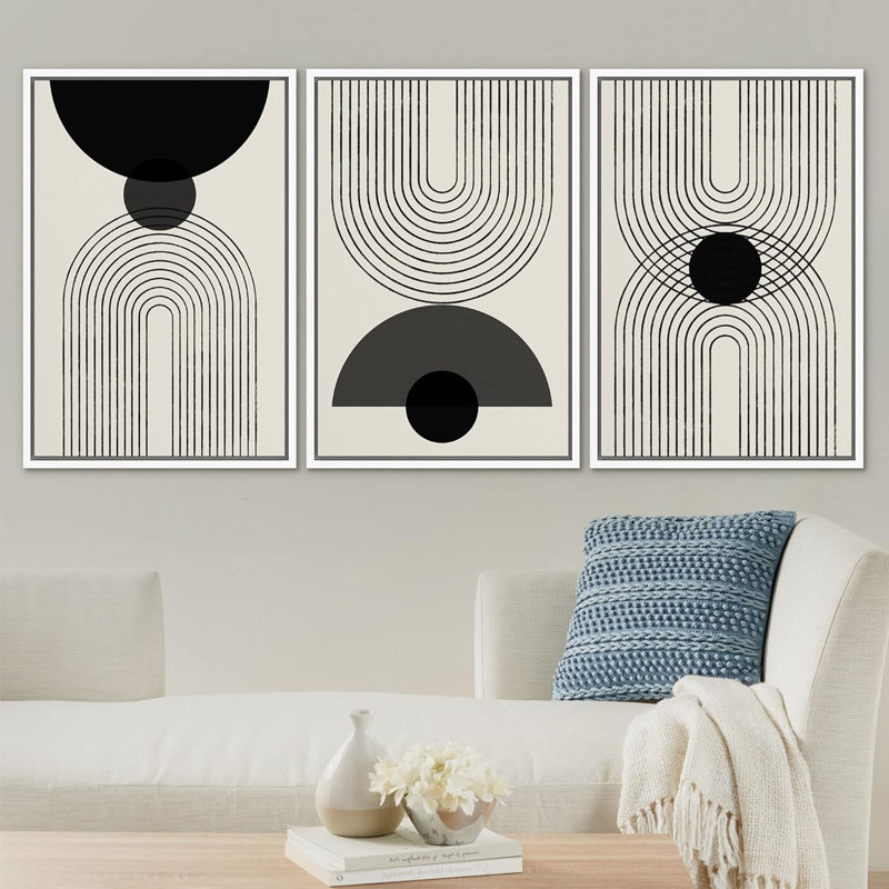 Framed canvas art reproduction Mid-Century, H 36 po x l 24 po, Blanc