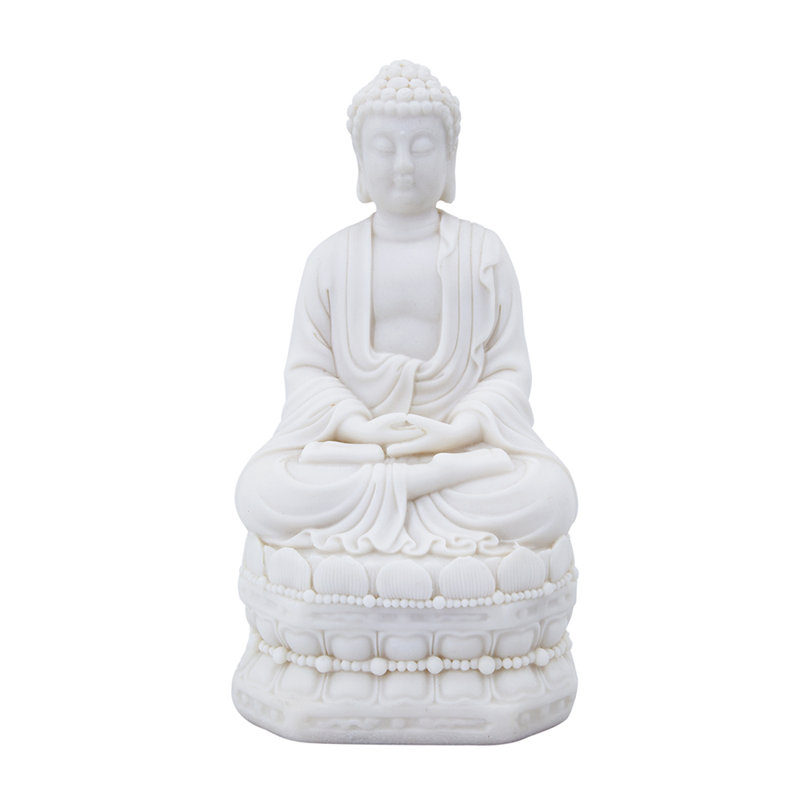5.5x4.7x11.8" White Sitting Buddha Figure