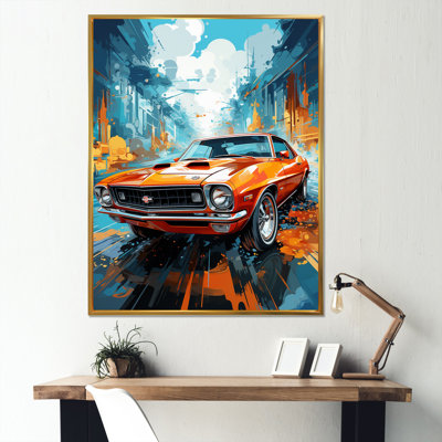 " Orange American Muscle Car Collage "