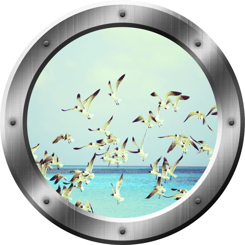 Décalcomanie murale seagulls de troupeau d’oiseaux, H 14 po x l 14 po x P 0,01 po, Argent