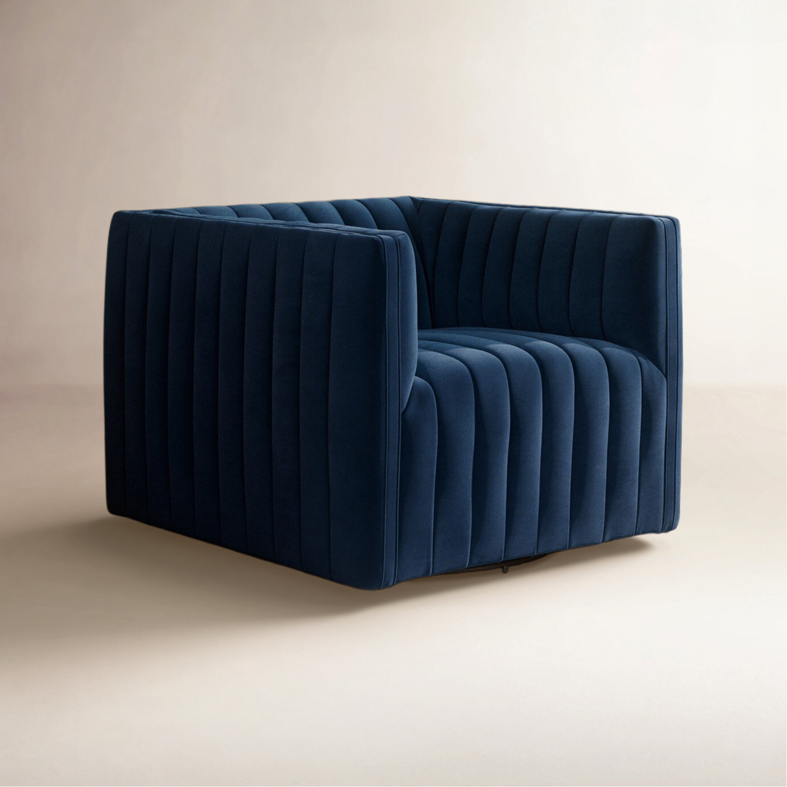 Brandt Swivel Armchair, Sapphire Navy Polyester Blend