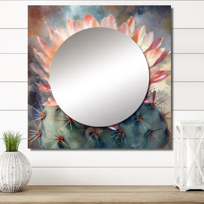 Farver - Art mural miroir floral carré pour salle de bain