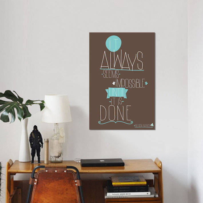 « it always "impossible », art textuel sur toile, H 18 po x l 12 po x P 1,5 po, Toile tendue, Pas de tapis