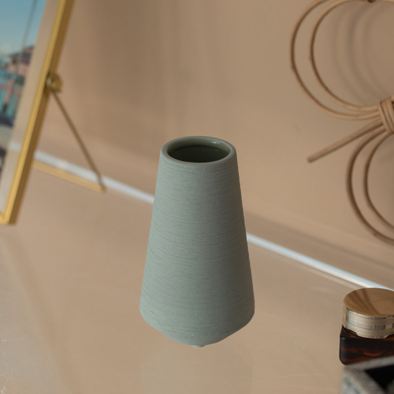 Ceramic Table Vase, Green, 5.50" H x 2.75" W x 2.75" D