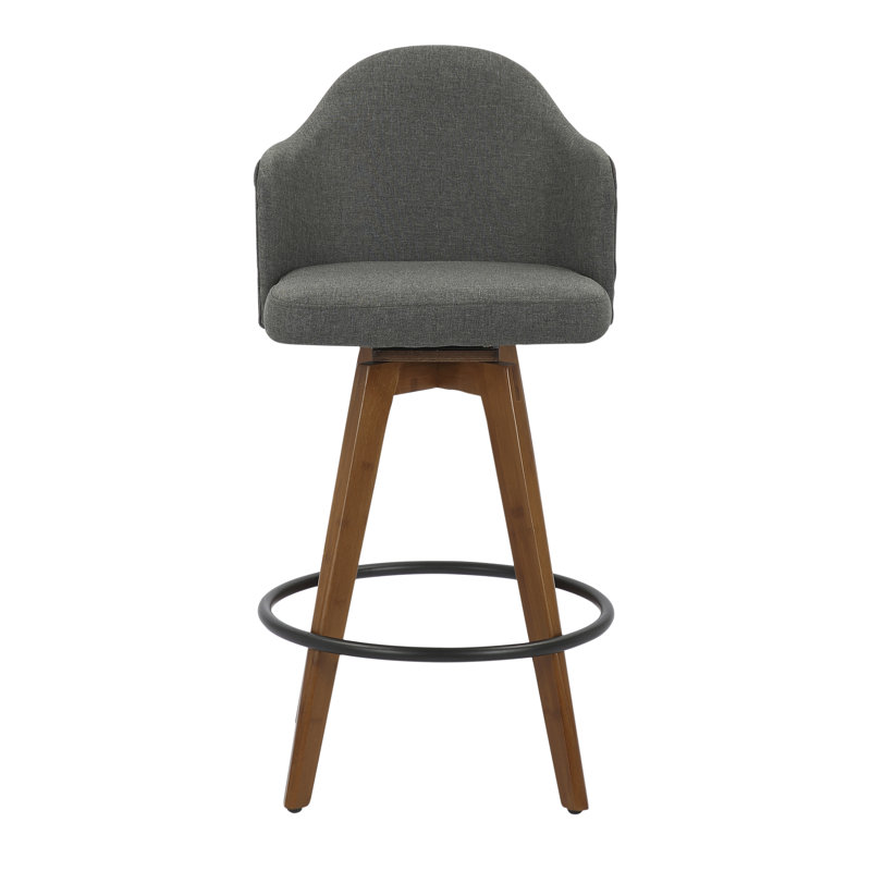 Murrieta Swivel Upholstered Counter Stool with Solid Wood Frame