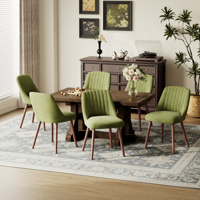 Modern Channel Tufted Upholstered Dining Chairs with Solid Wood Legs