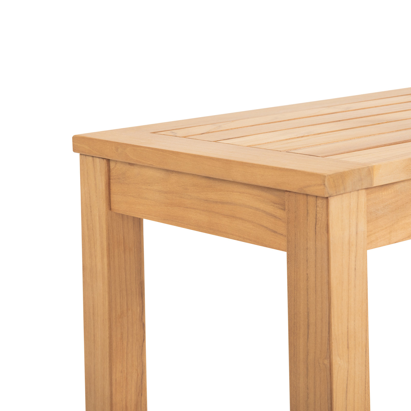 Solid Teak Wood Slatted Outdoor Bench